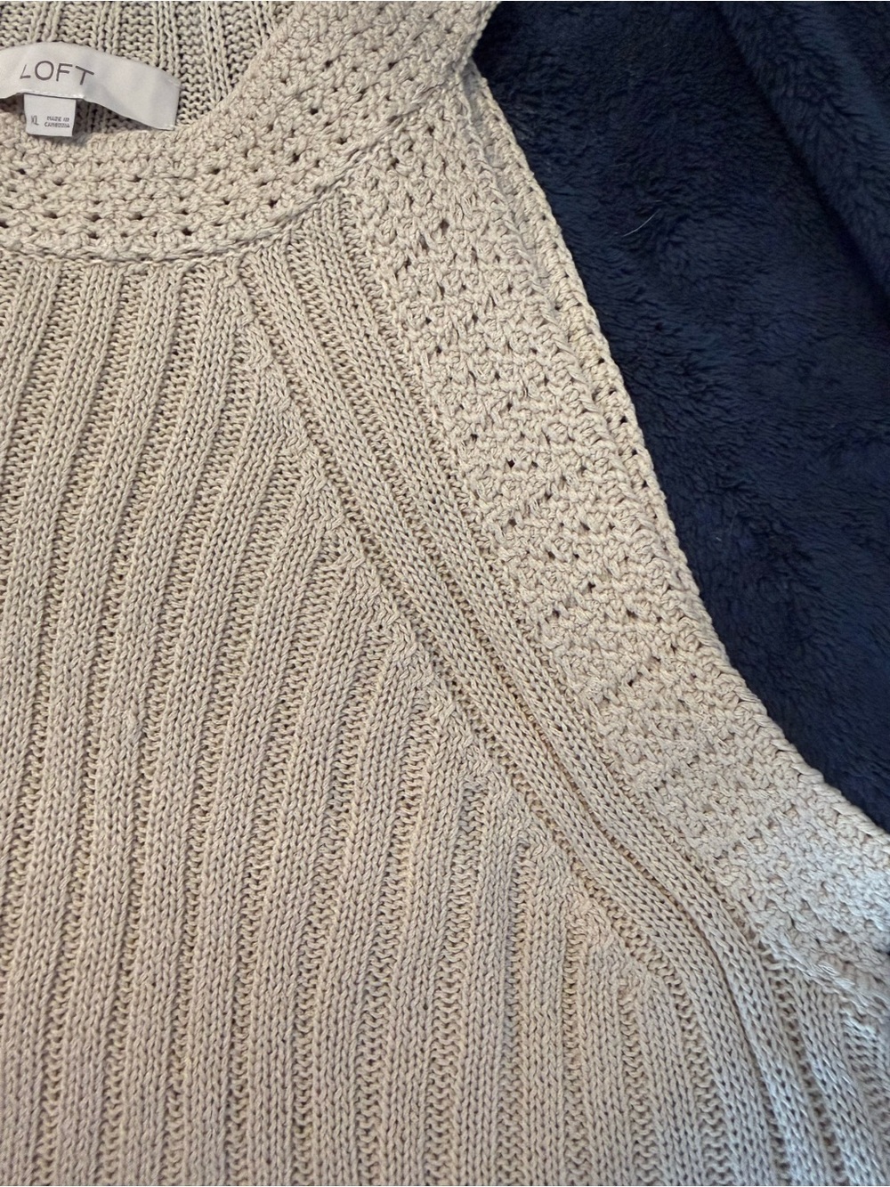 LOFT Cream Sleeveless Ribbed Knit Shell - Picture 5 of 7